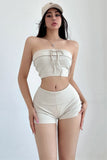 Casual Strapless Strappy Top Shorts Set Two Piece