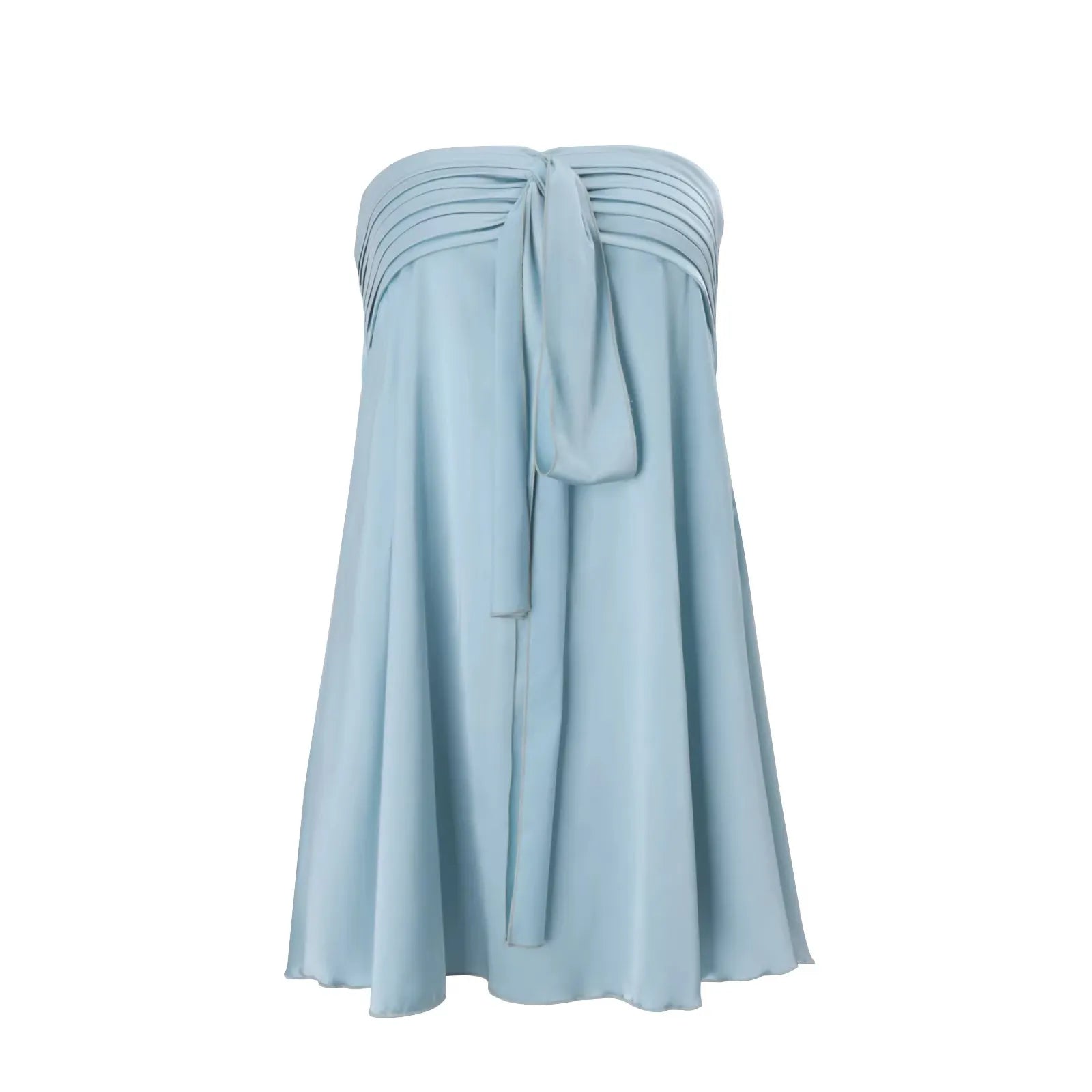 Product Title Solid Color Strapless Backless Tie Back Tube Top Mini Dress