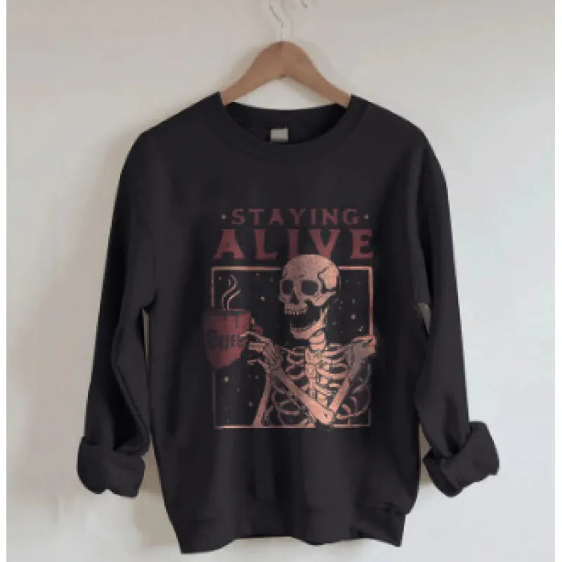 Halloween Leopard Pumpkin Print Crew Neck Sweatshirt