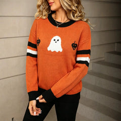 Halloween Ghost Pumpkin Crew Neck Sweater