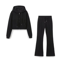 Cropped Hoodie & Flare Sweatpants Set