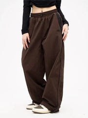 Brown Parachute Wide Leg Pants