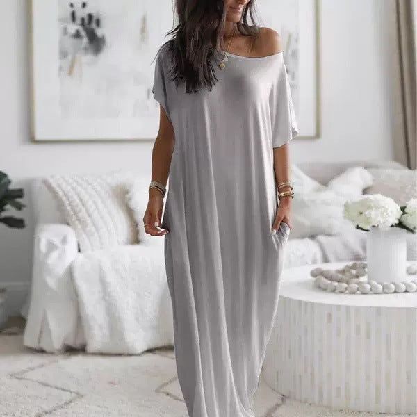 Off-Shoulder Loose Maxi Dress