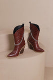 Pointed Thick-Heeled Mid-Calf Boots