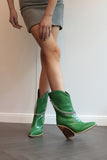 Pointed Thick-Heeled Mid-Calf Boots