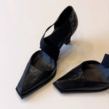 Square-Toe High-Heeled Shoes