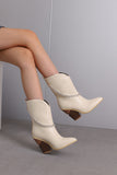 Pointed Thick-Heeled Mid-Calf Boots