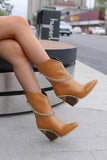 Pointed Thick-Heeled Mid-Calf Boots