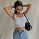 Casual Sleeveless Tight Top Solid Shirt Top