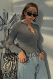 Casual Long Sleeve Tight Top Solid Shirt Top