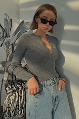 Casual Long Sleeve Tight Top Solid Shirt Top