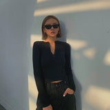Casual Long Sleeve Tight Top Solid Shirt Top