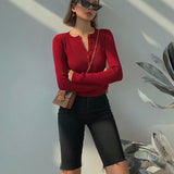 Casual Long Sleeve Tight Top Solid Shirt Top