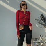 Casual Long Sleeve Tight Top Solid Shirt Top