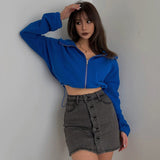 Casual Short Hoodie Coat Long Sleeve Solid Shirt Cardigan Jacket Coat