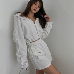 Casual Short Hoodie Coat Long Sleeve Solid Shirt Cardigan Jacket Coat