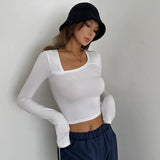 Casual Long Sleeve Tight Top Solid Shirt Top