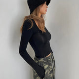 Casual Long Sleeve Tight Top Solid Shirt Top