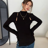 Casual Long Sleeve Tight Top Solid Shirt Top