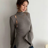 Casual Long Sleeve Tight Top Solid Shirt Top