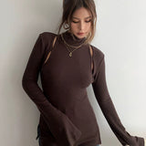 Casual Long Sleeve Tight Top Solid Shirt Top