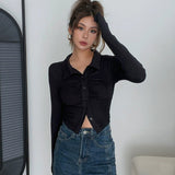 Casual Long Sleeve Tight Top Solid Shirt Top