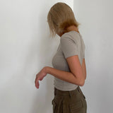 Casual Short Sleeve Tight Top Solid Shirt Top
