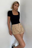 Casual Short Sleeve Tight Top Solid Shirt Top