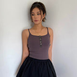 Casual Sleeveless Tight Top Solid Shirt Top