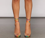 Life of the Party Rainbow Lace Up Heels