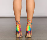 Life of the Party Rainbow Lace Up Heels