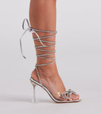 Time For Glamour – Transparente Heels mit Strass-Schleife