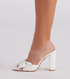 Posh Beauty Bow Block Heel Mules