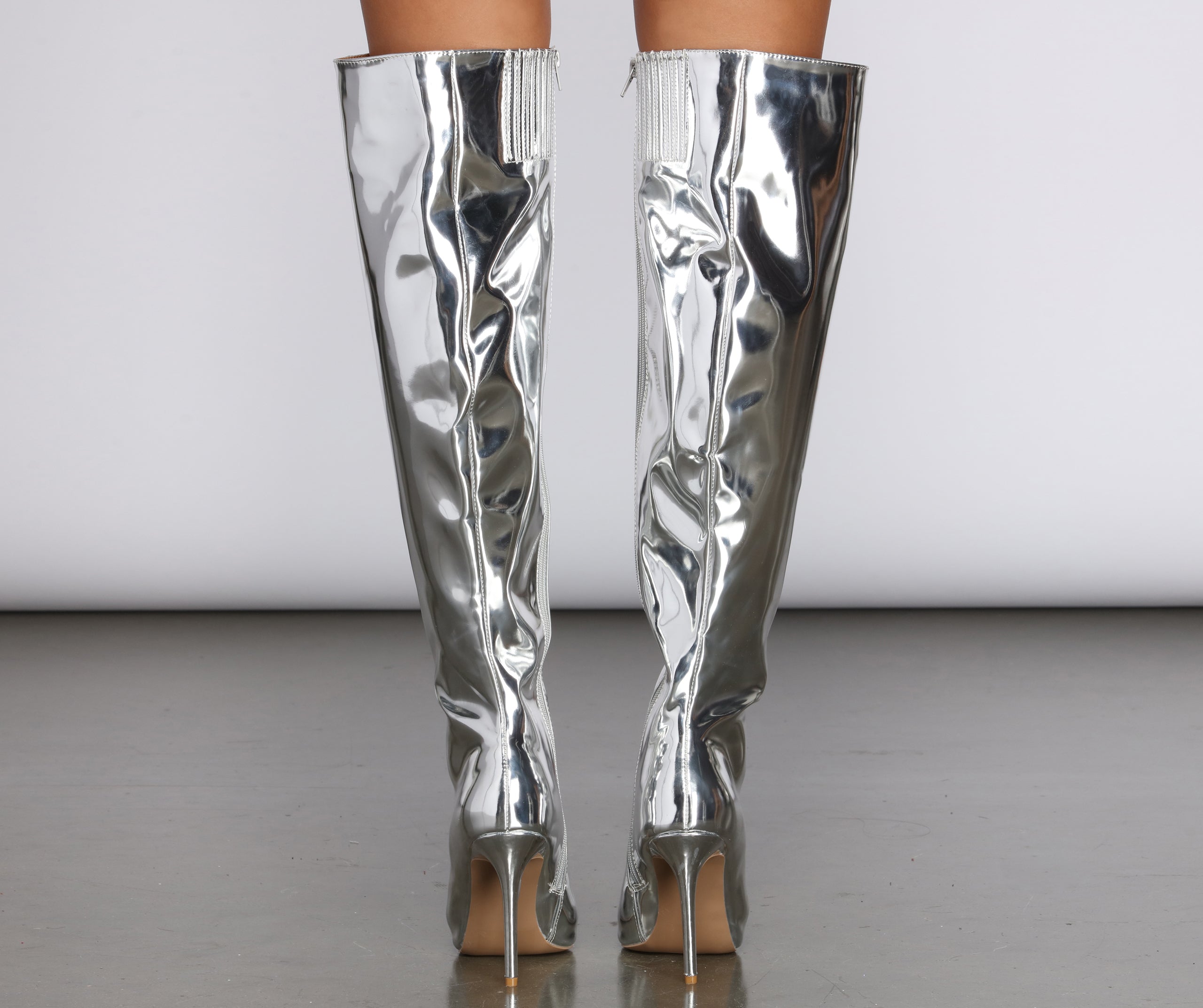 Mirrored Over The Knee Stiletto Boots