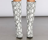 Knee-High Reptilian Stiletto Boots