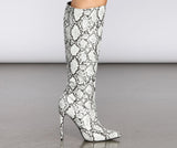 Knee-High Reptilian Stiletto Boots