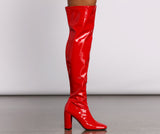 Bring The Heat Patent PU Thigh-High Boots