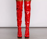 Bring The Heat Patent PU Thigh-High Boots