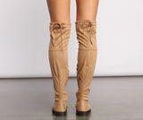 Faux Suede Over The Knee Flat Heel Boots