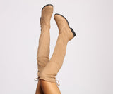 Faux Suede Over The Knee Flat Heel Boots