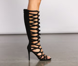 Chic Caged Below The Knee Stiletto Boots