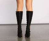 Chic Caged Below The Knee Stiletto Boots