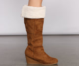 Botas de cuña con forro de sherpa Cozy Vibes