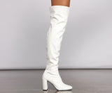Level Up Faux Patent Leather Thigh High Boots