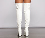 Level Up Faux Patent Leather Thigh High Boots