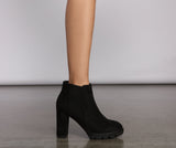 Edgy Vibes Lug Sole Block Heel Booties