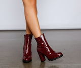 Wild Gal Patent Faux Patent Leather Combat Boots