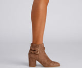 Buckle Detail Pointed Toe Booties