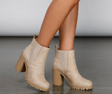 Glam N' Edgy Faux Suede Lug Booties