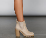 Glam N' Edgy Faux Suede Lug Booties